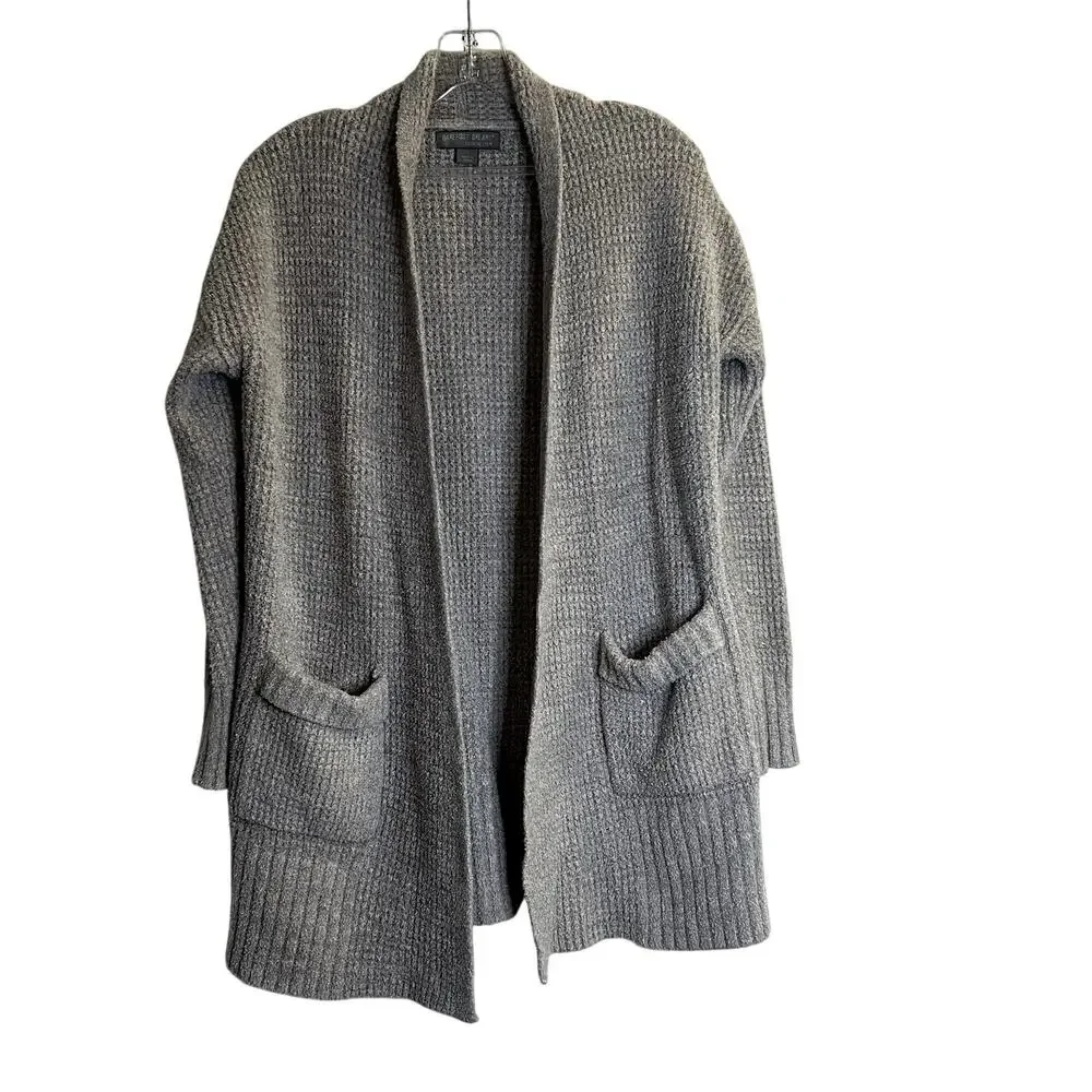 Barefoot Dreams Cozychic Lite Long Weekend Waffle Knit Light gray Cardigan S - Picture 3 of 6